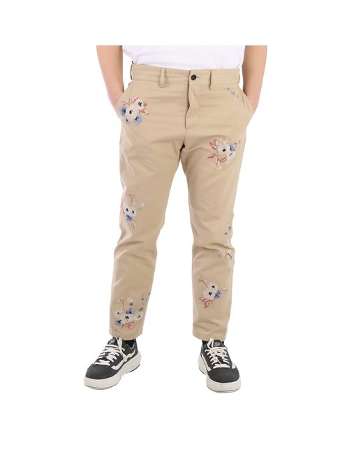 Burberry Slim Fit Embroidered Cotton Chinos