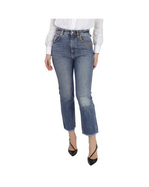 Givenchy Ladies Medium Chain Detail Straight-leg Cropped Jeans