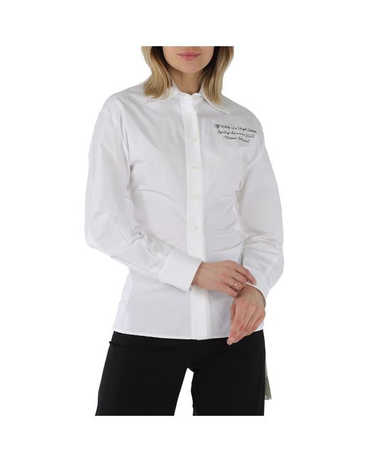 Off-White Draped-Detail Long-Sleeved Shirt White