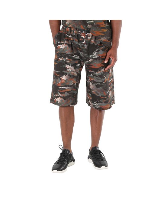 White Mountaineering Graphic-Print Wide-Leg Shorts