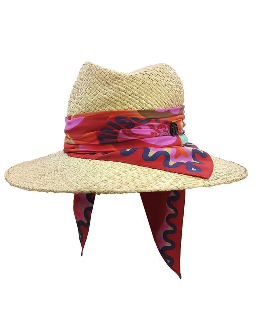 Maison Michel Ladies Natural Kate Scarf Raffia Straw Hat