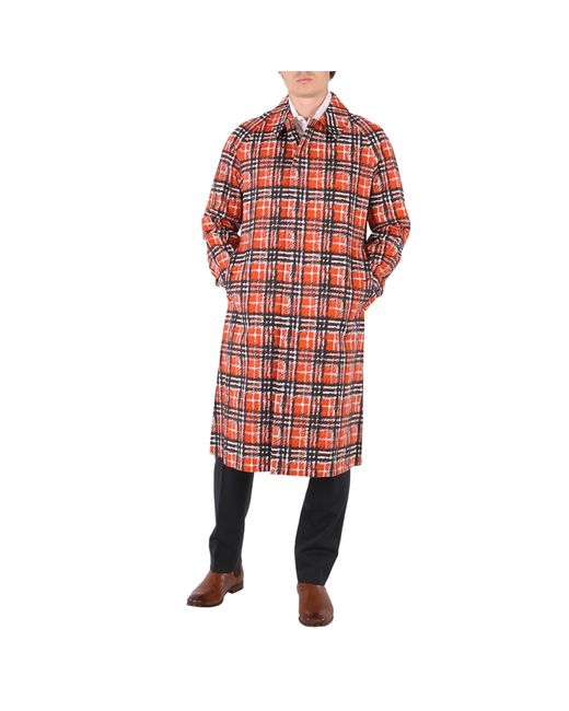 Burberry Scribble Check Cotton Car Coat Bright Military