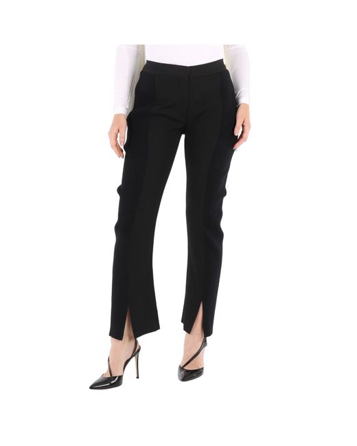 Burberry Ladies Ribbed-Panel Flared Wool Trousers