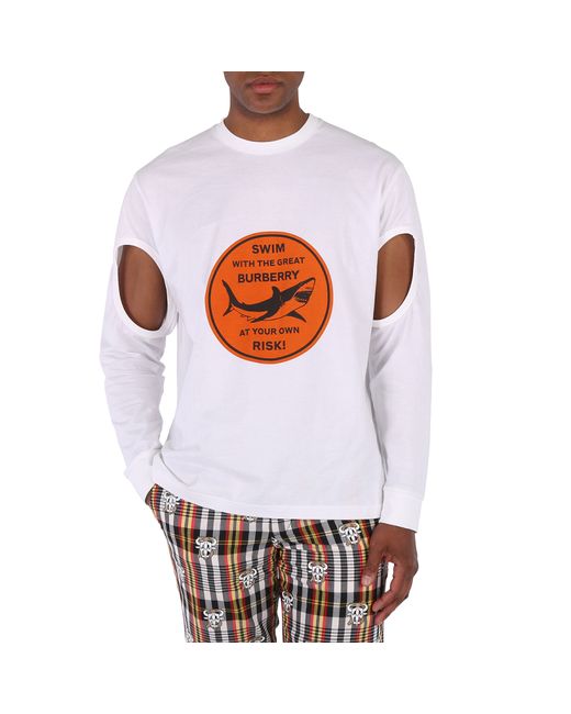 Burberry Shark Print Cotton Long Sleeve T-Shirt