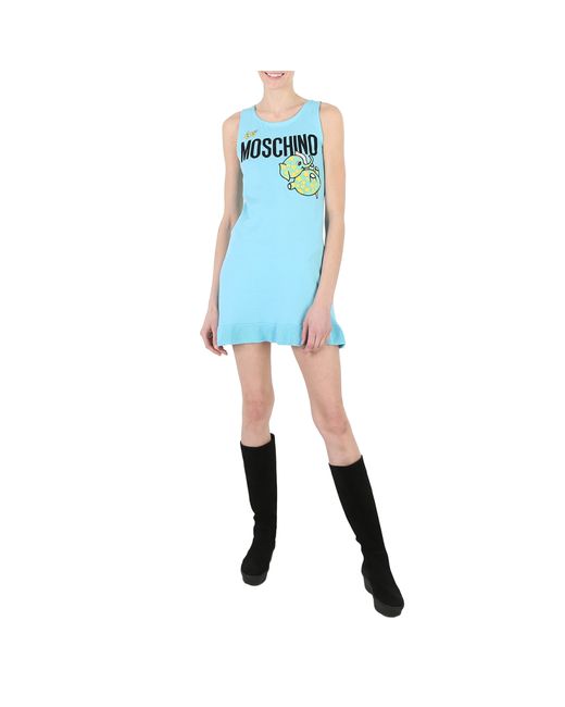 Moschino Ladies Light Ribbed-Knit Scoop Neck Dress