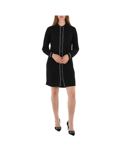Barrie Ladies Contrast-trimmed Cashmere and Cotton Shirt Dress