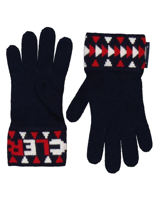 Moncler Boys Navy Intarsia Logo Knitted Wool Gloves