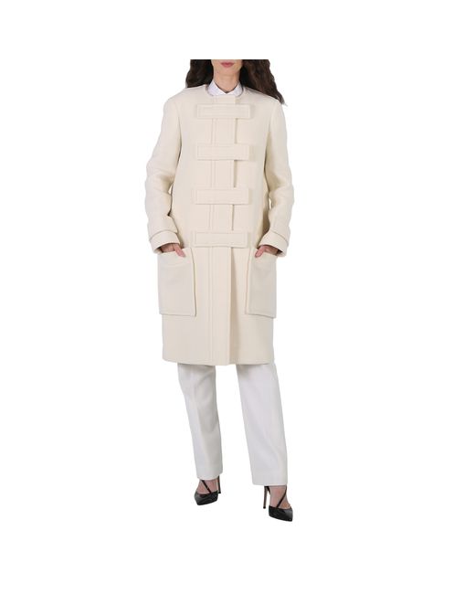 Burberry Ladies Ivory Blush Single-Breasted Wool-Blend Coat