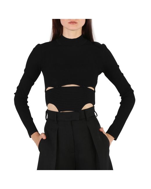 Roberto Cavalli Knit Cut Out Button Detailed Crew Neck Top