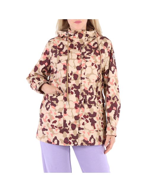 Moncler Ladies Light Pink Abstract-Print Treberon Jacket Brand 1 Small