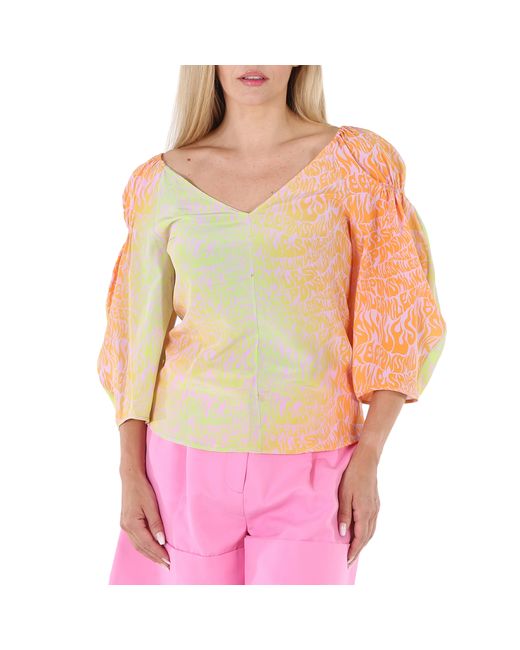 Stella McCartney Ladies Orchid Tie-Dyed V-Neck Blouse Brand 40 US