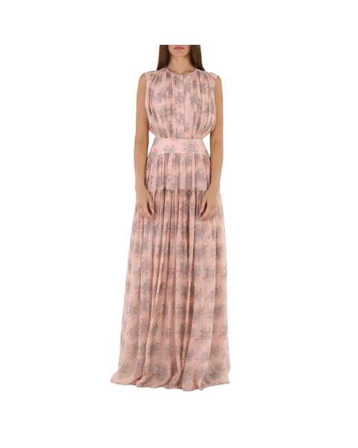 Chloé Ladies Wild Pink Long Dress With Print Brand 36 US