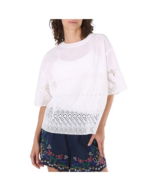 Chloé Ladies Cotton Poplin Embroidered Shirt Brand 38 US 4