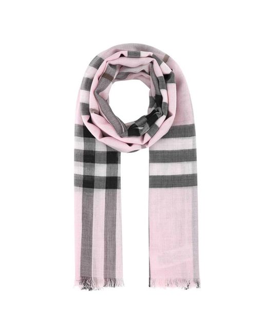 Burberry Giant Gauze Check Wool And Silk Blend Scarf
