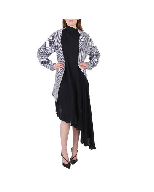 Balenciaga Ladies Twisted Layered Shirt-effect Asymmetric Dress Brand 34 US