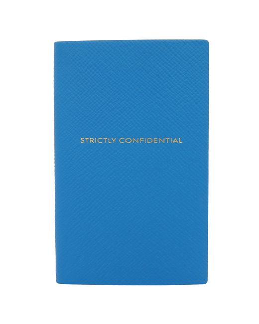 Smythson Strictly Confidential Cross-grain Leather Notebook Azure