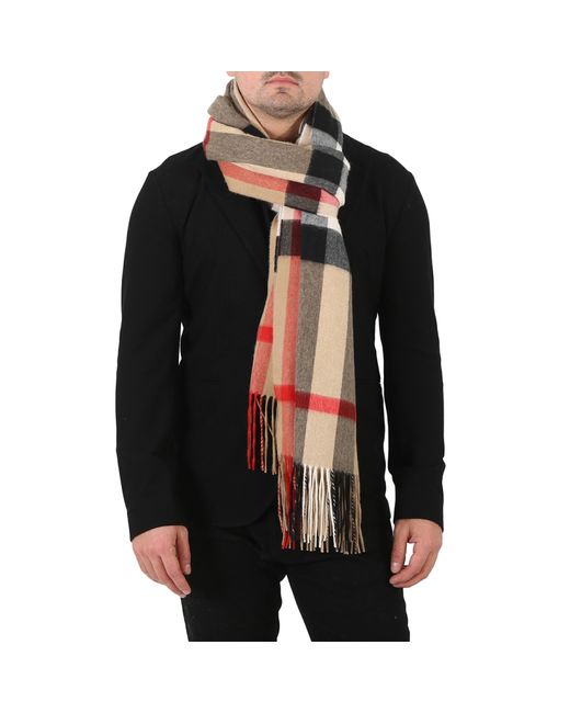 Burberry Archive Half Mega Check Fringed Cashmere Scarf