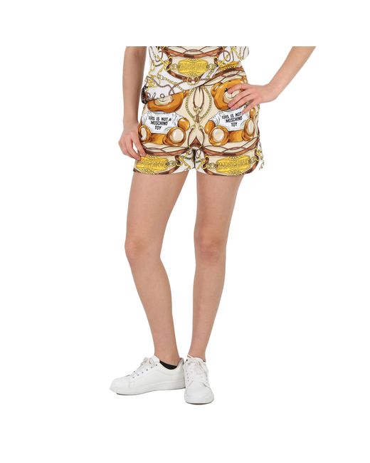 Moschino Ladies All-Over Teddy Printed Shorts Brand 36 US
