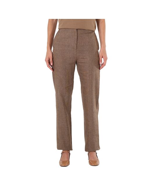 Burberry Ladies Cashmere Check Linen Wool Trousers Brand 4 US