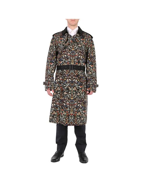 Burberry Floral Print Wool Trench Coat
