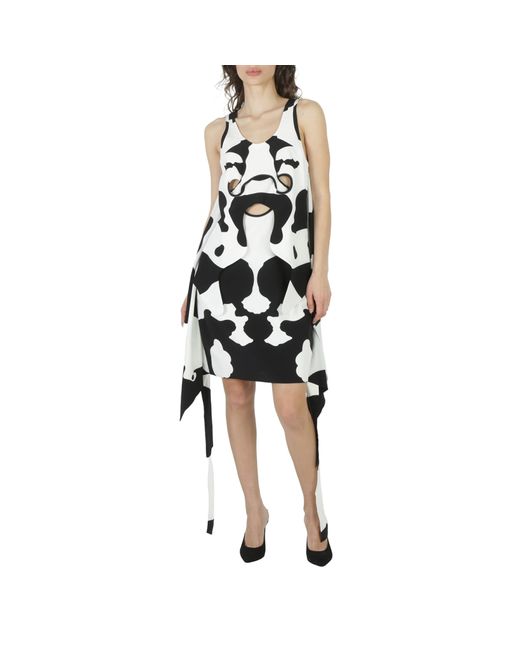 Burberry Cow-Print Pieced Cutout Silk Mini Dress