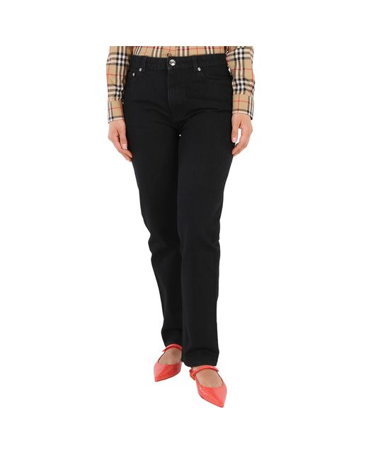 Burberry Ladies Logo-print Straight-leg Jeans