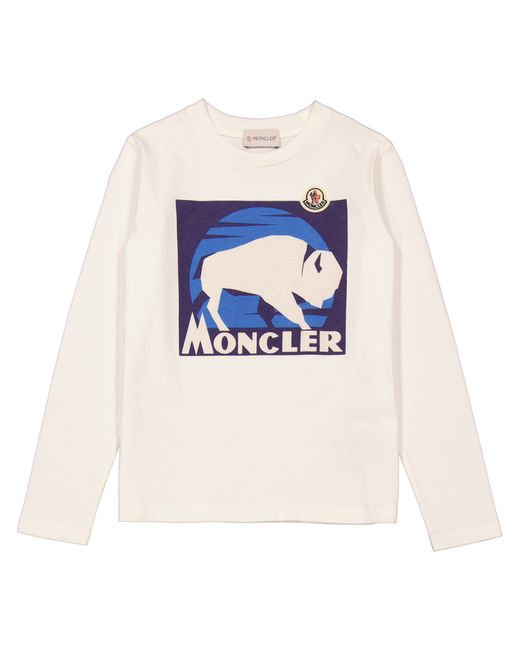 Moncler Boys Natural Graphic Print Long-Sleeve T-Shirt