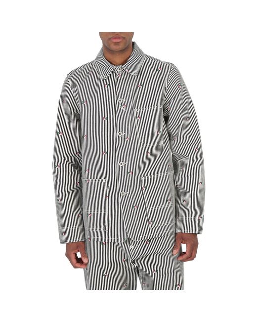 Kenzo Rinse Denim Pixel Stripe Workwear Shirt Jacket