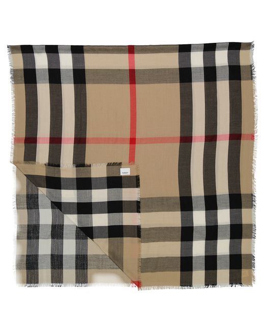 Burberry Archive Check Cashmere Fringed Scarf