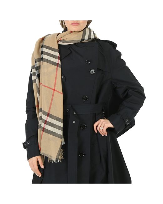Burberry Archive Check Wool Fringed Scarf
