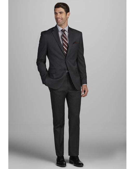 JoS. A. Bank Tailored Fit Solid Suit Dark 42 Short