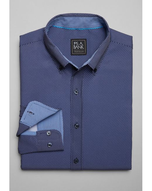 JoS. A. Bank Big Tall Traveler Collection Tailored Fit 4-Way Stretch Dot Casual Shirt 2 X