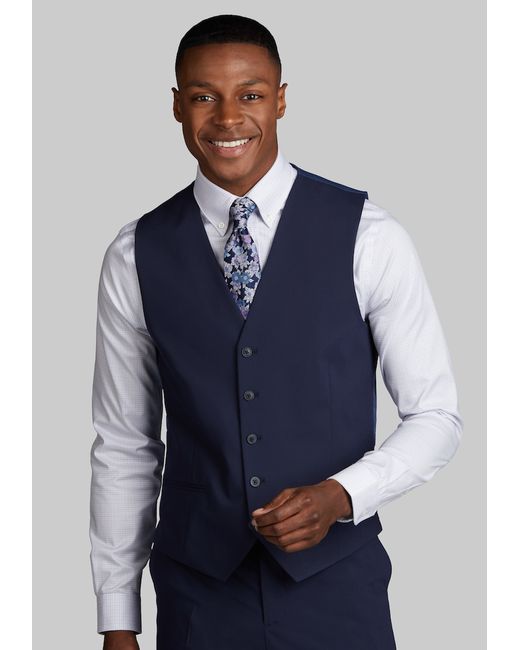 JoS. A. Bank Tailored Fit Suit Separates Solid Vest Bright Navy Large