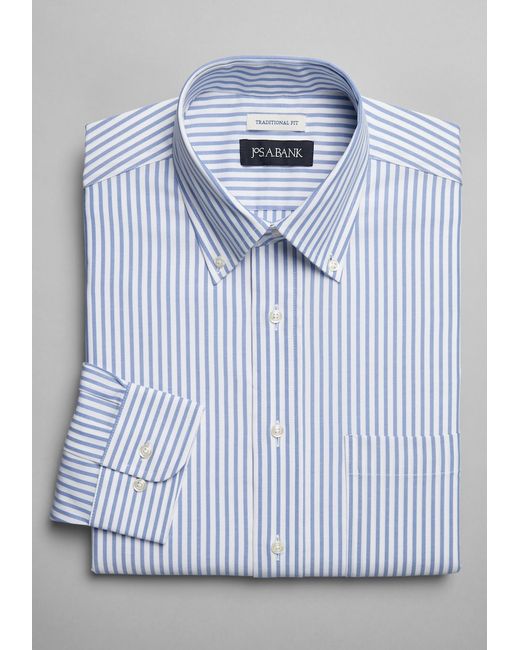 JoS. A. Bank Traditional Fit Button-Down Collar Stripe Dress Shirt 16 32/33