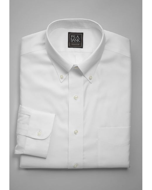 JoS. A. Bank Traveler Collection Traditional Fit Button-Down Collar Dress Shirt 17x35