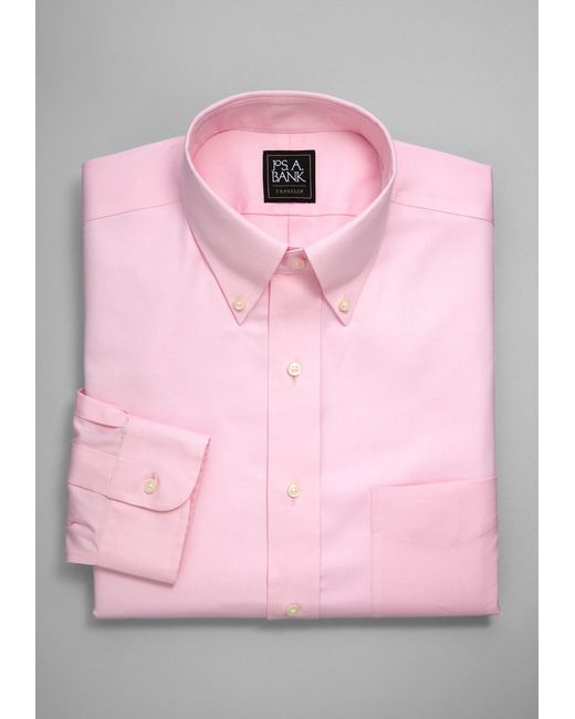 JoS. A. Bank Traveler Collection Traditional Fit Button-Down Collar Dress Shirt 16 1/2x35