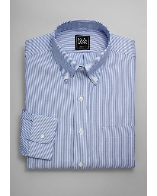JoS. A. Bank Traveler Collection Traditional Fit Button-Down Collar Thin Stripe Dress Shirt 16 1/2x33