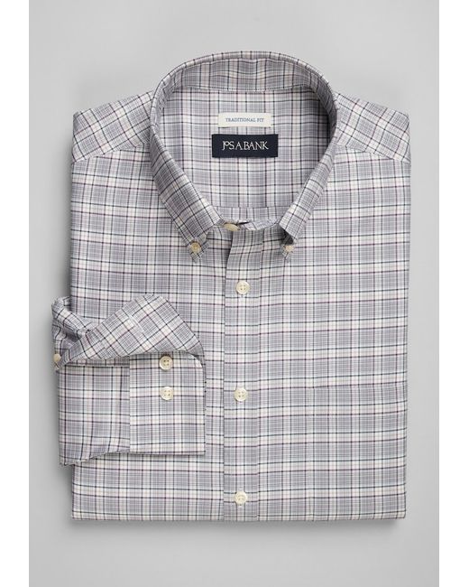 JoS. A. Bank Big Tall Traditional Fit Button-Down Collar Check Twill Casual Shirt 2 X
