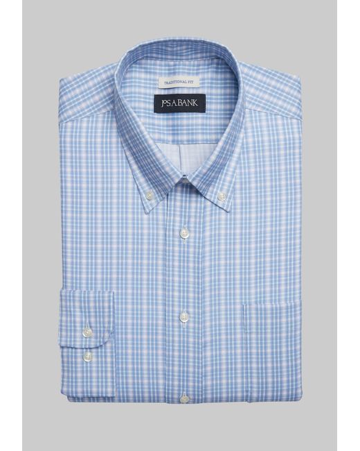 JoS. A. Bank Big Tall Traditional Fit Button-Down Collar Plaid Dress Shirt 20 34/35