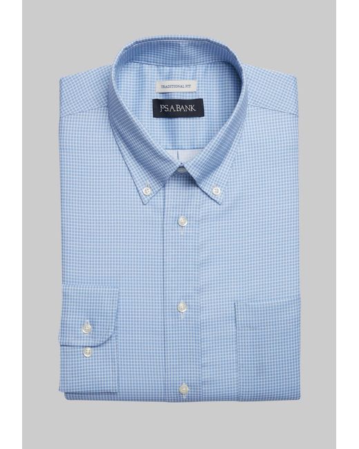 JoS. A. Bank Big Tall Traditional Fit Button-Down Collar Check Dress Shirt 18 32/33