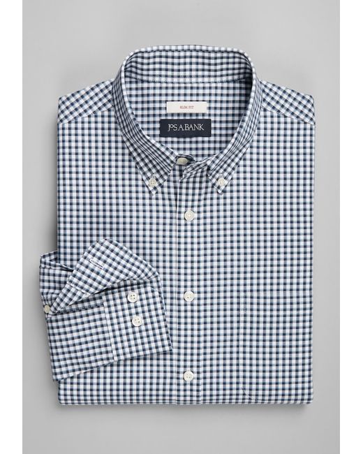 JoS. A. Bank Big Tall Slim Fit Button-Down Collar Gingham Casual Shirt 4 X