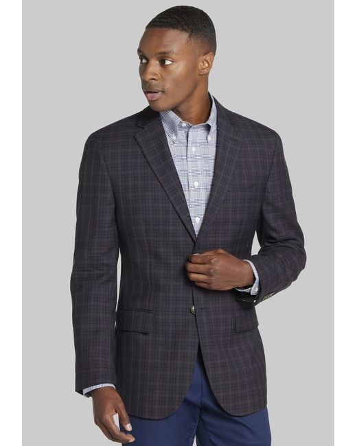 JoS. A. Bank Traveler Collection Tailored Fit Check Sportcoat 42 Long