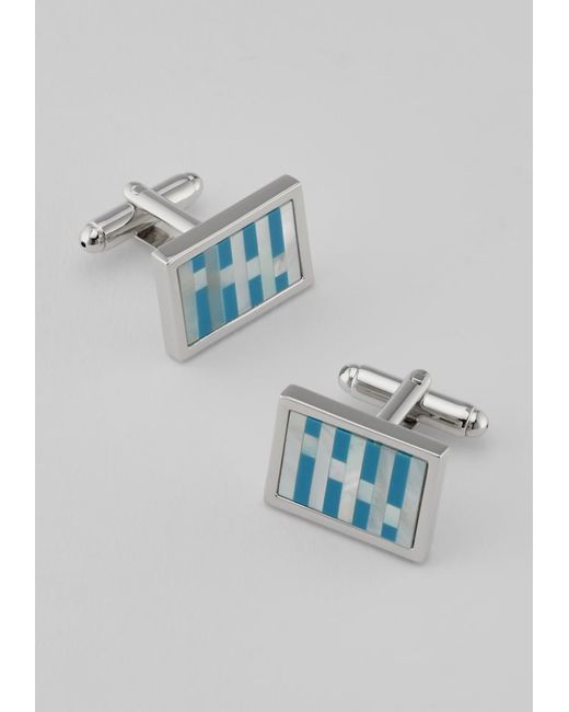 JoS. A. Bank Mother of Pearl and Blue Stone Cufflinks One