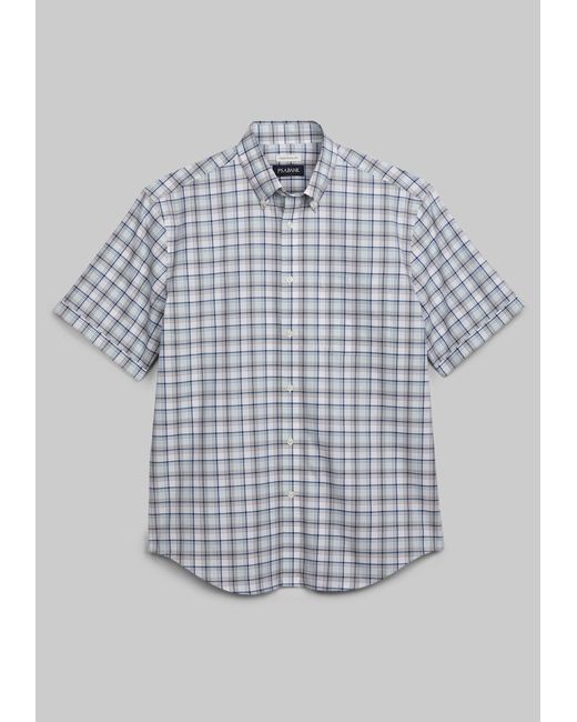 JoS. A. Bank Traditional Fit Button-Down Collar Plaid Short Sleeve Casual Shirt Large