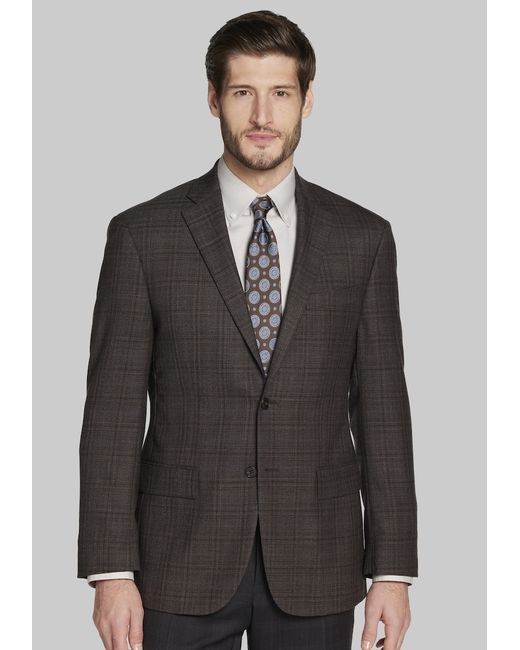 JoS. A. Bank Big Tall Traveler Collection Tailored Fit Plaid Sportcoat 48 Long