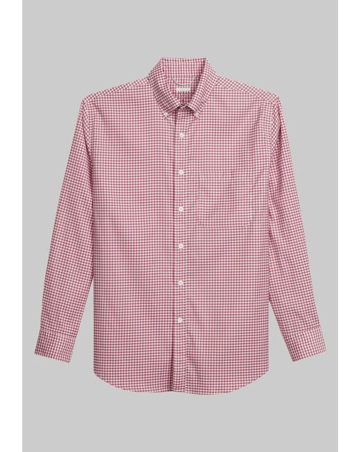 JoS. A. Bank Traveler Collection Motion Tailored Fit Gingham Casual Shirt X Large