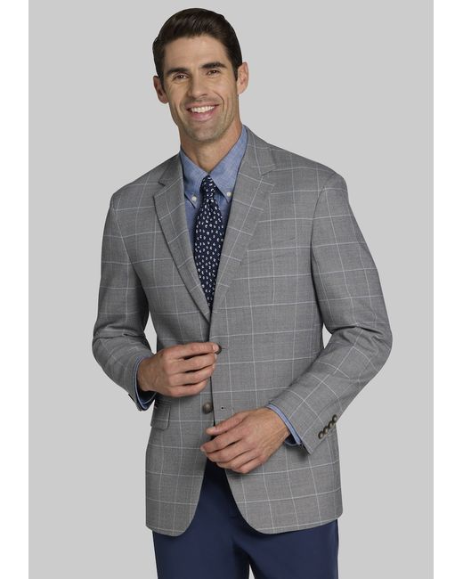JoS. A. Bank Big Tall Traveler Collection Tailored Fit Windowpane Sportcoat 52 Regular