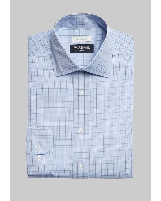 JoS. A. Bank Traveler Collection Tailored Fit Spread Collar Glen Check Dress Shirt 16 32/33
