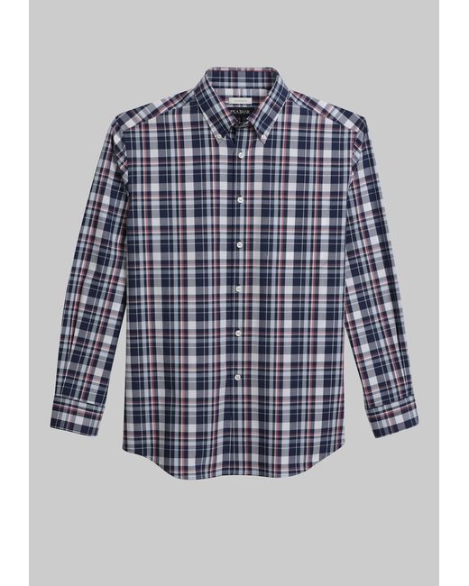 JoS. A. Bank Tailored Fit Large Plaid Casual Shirt Small