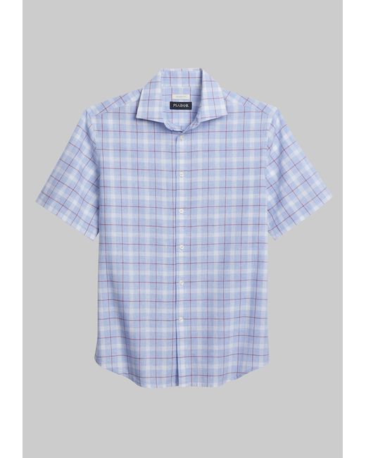 JoS. A. Bank Tailored Fit Glen Plaid Short Sleeve Casual Shirt Small